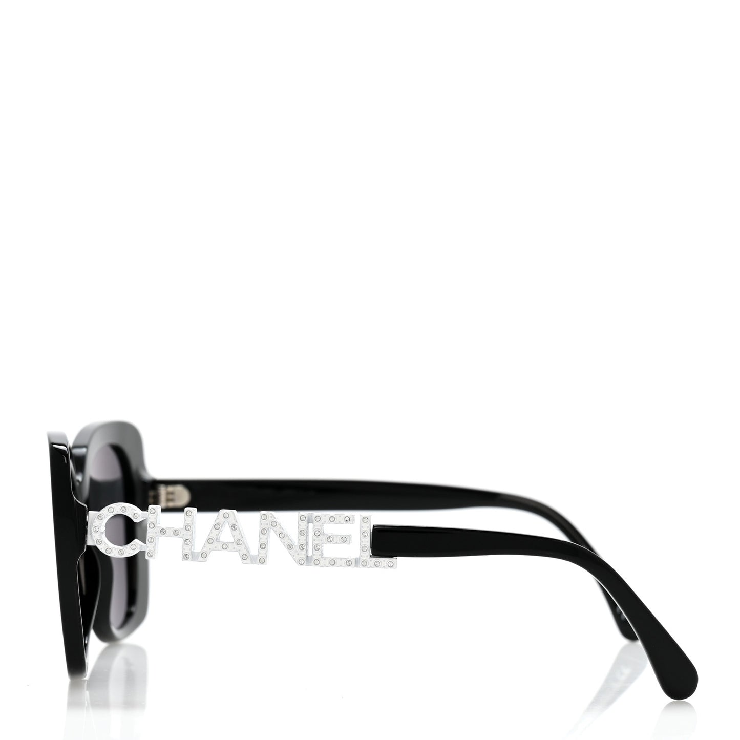 Acetate Strass Square Sunglasses 5422-B-A Black White
