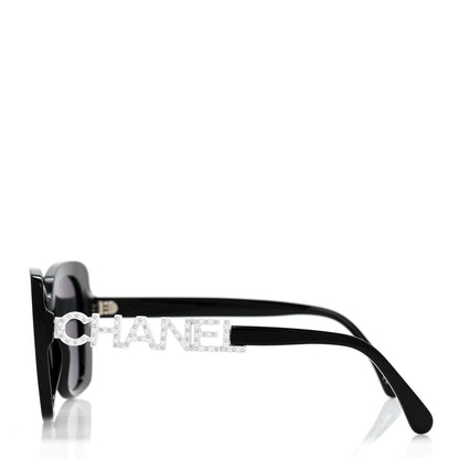 Chanel Acetate Strass Square Sunglasses 5422-B-A Black White 3 of 8
