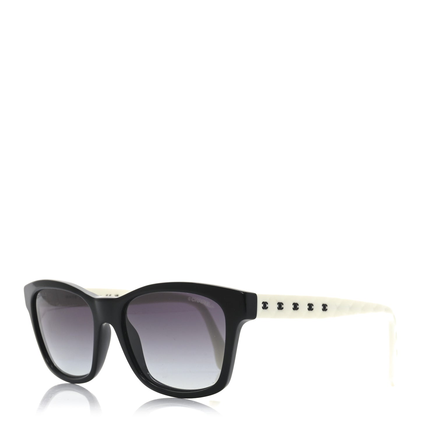 Acetate Quilted CC Square Sunglasses 5484 White Black