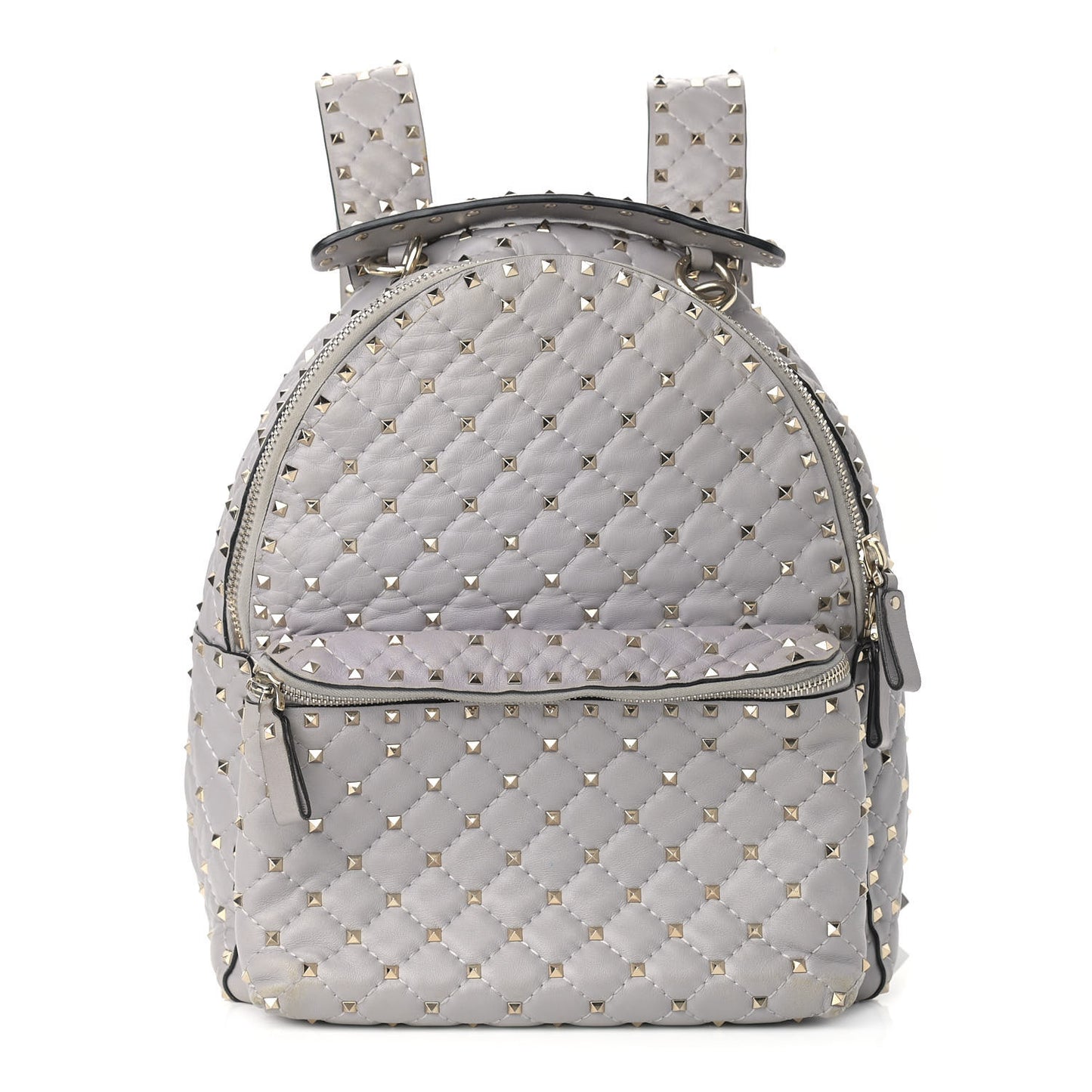 Nappa Quilted Medium Rockstud Spike Backpack Pastel Grey