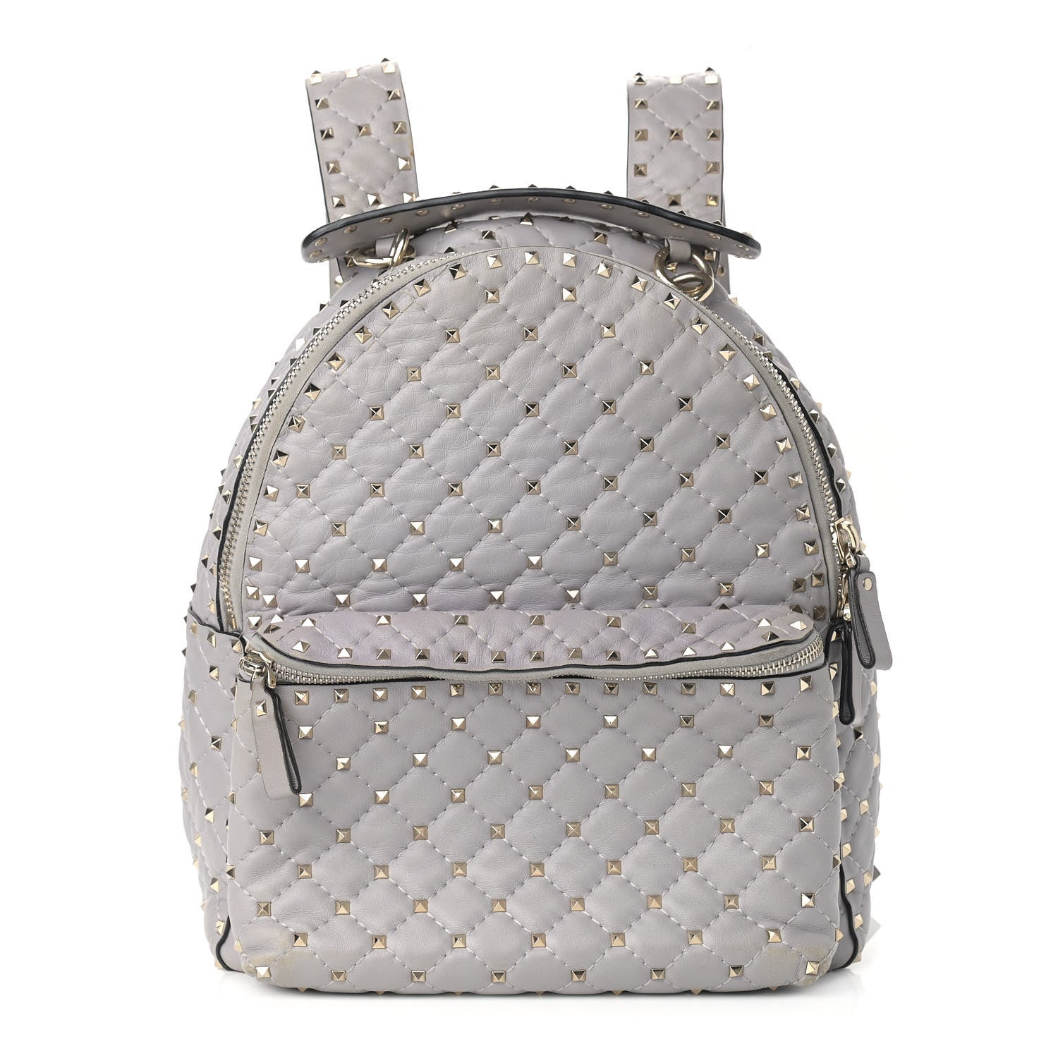 Valentino Garavani Nappa Quilted Medium Rockstud Spike Backpack Pastel Grey 1 of 10
