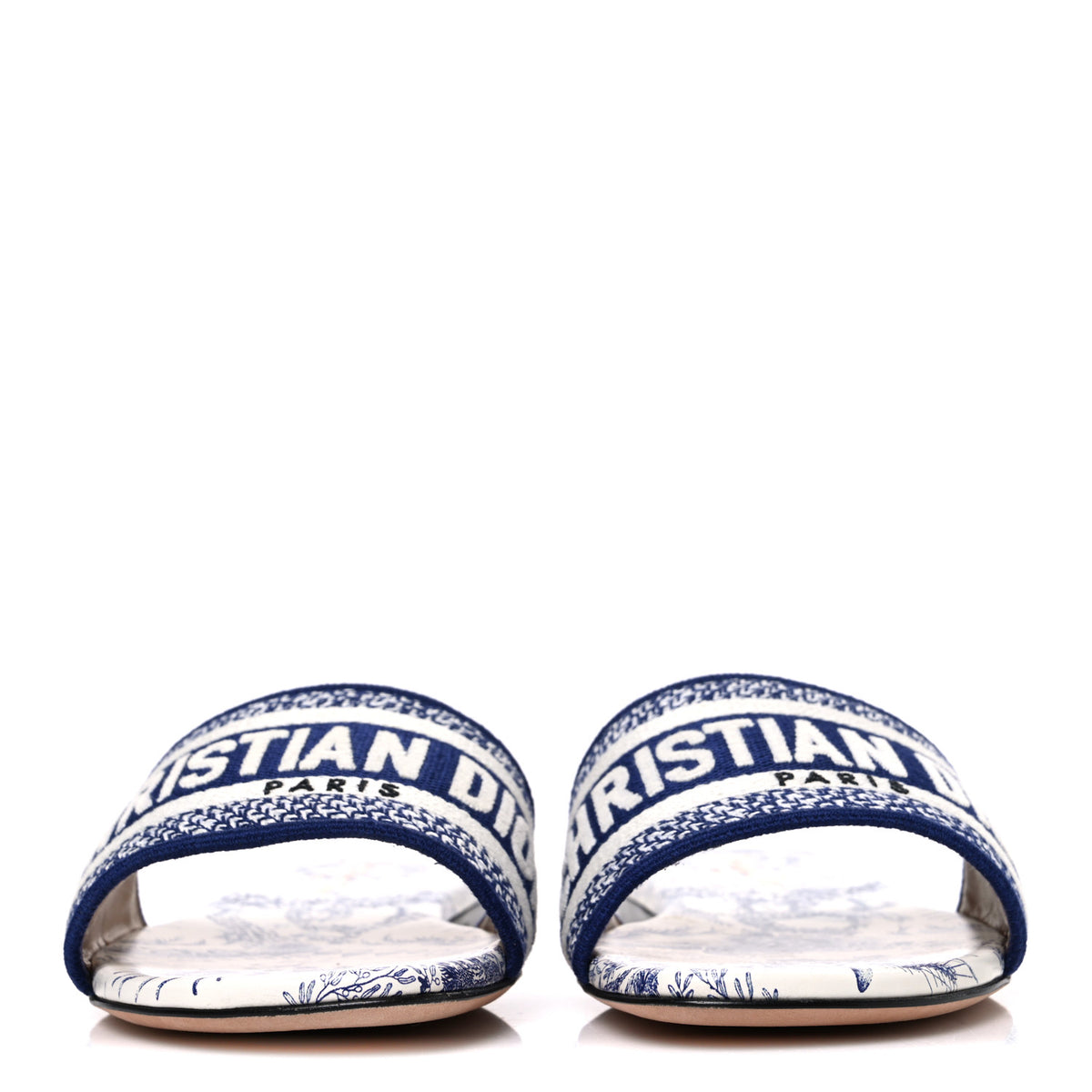 Christian Dior Canvas Soleil Embroidered Dway Mules Slide Sandals 37 Deep Blue 3 of 11