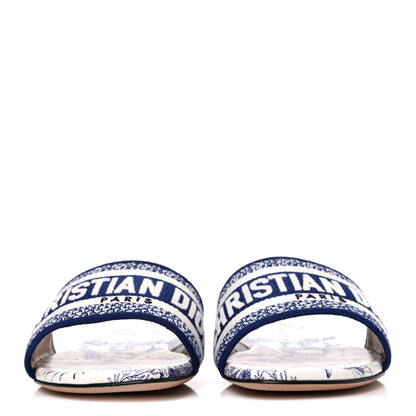 Christian Dior Canvas Soleil Embroidered Dway Mules Slide Sandals 37 Deep Blue 3 of 11