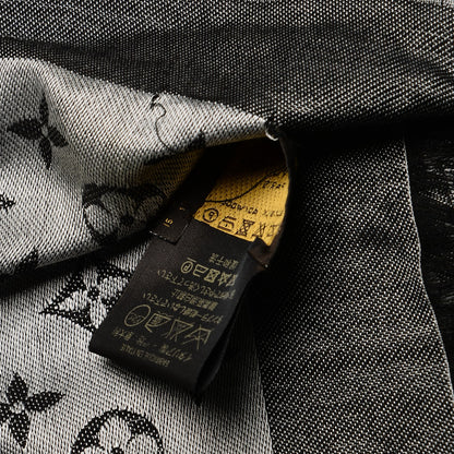 Louis Vuitton Silk Wool Monogram Denim Shawl Black 5 of 10
