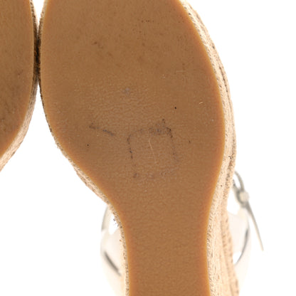 Saint Laurent Calfskin Tribute 95 Platform Espadrille Wedge Sandals 40.5 Porcellana 8 of 11