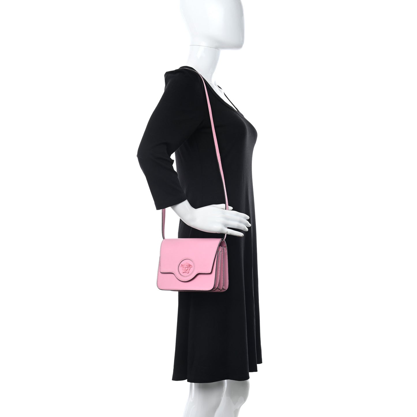 Grained Calfskin La Medusa Shoulder Bag Pink