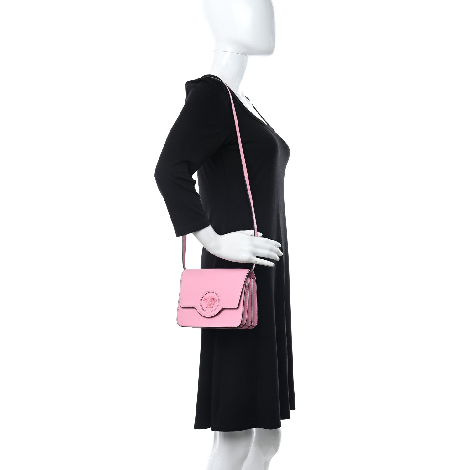 Versace Grained Calfskin La Medusa Shoulder Bag Pink 2 of 10