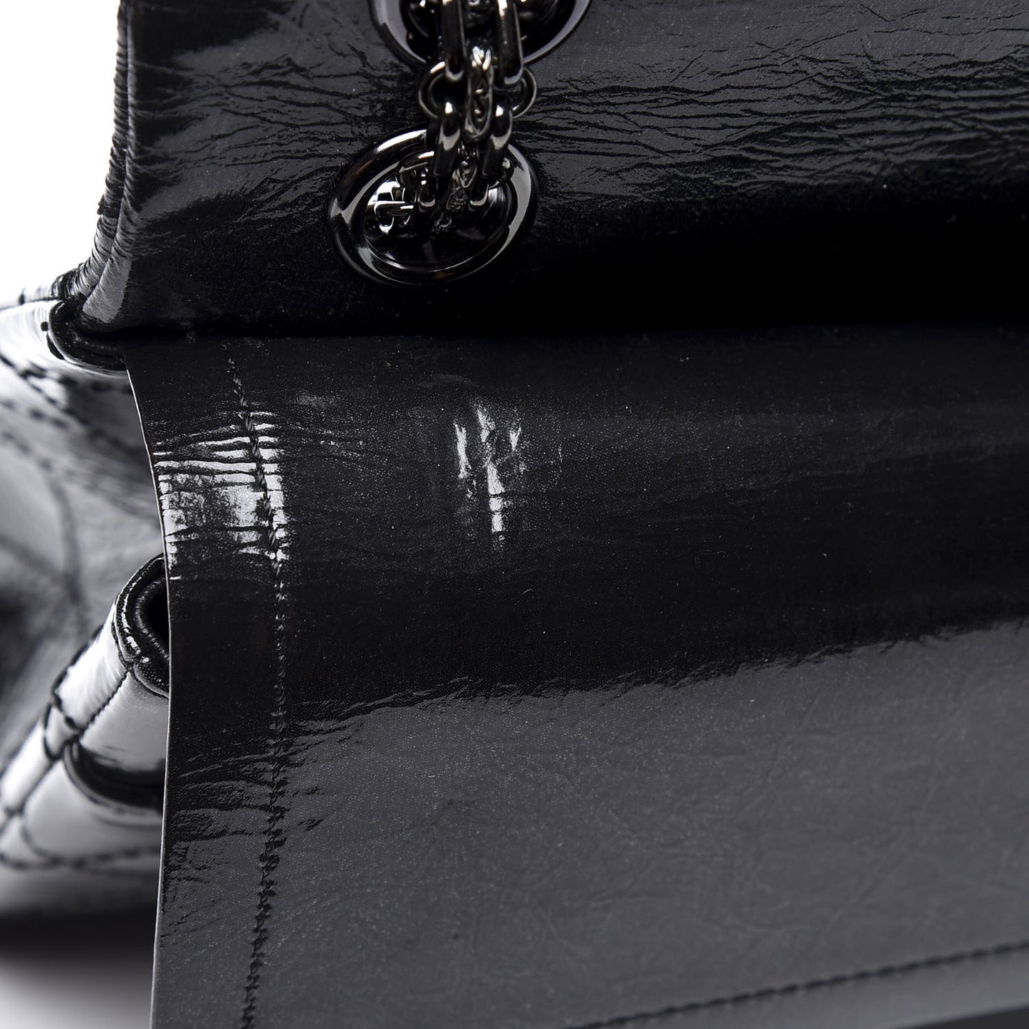 Distressed Patent Quilted 2.55 Reissue 226 Flap So Black