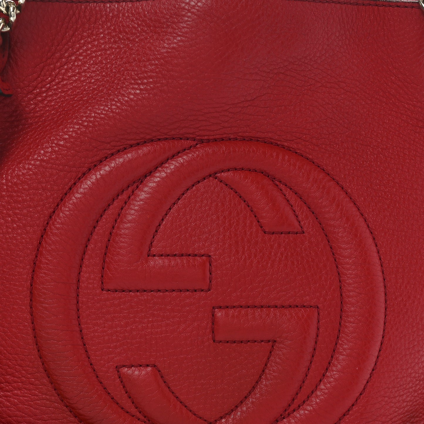 Pebbled Calfskin Medium Soho Chain Shoulder Bag Tabasco Red