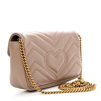 Gucci Calfskin Matelasse Super Mini GG Marmont Shoulder Bag Porcelain Rose 2 of 11