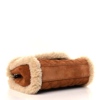 Saint Laurent Nubuck Shearling Mixed Matelasse Triquilt Small Monogram Satchel Ivory Natural Tan 4 of 10