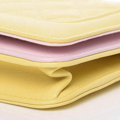 Chanel Lambskin Quilted Wallet on Chain WOC Yellow 5 of 10
