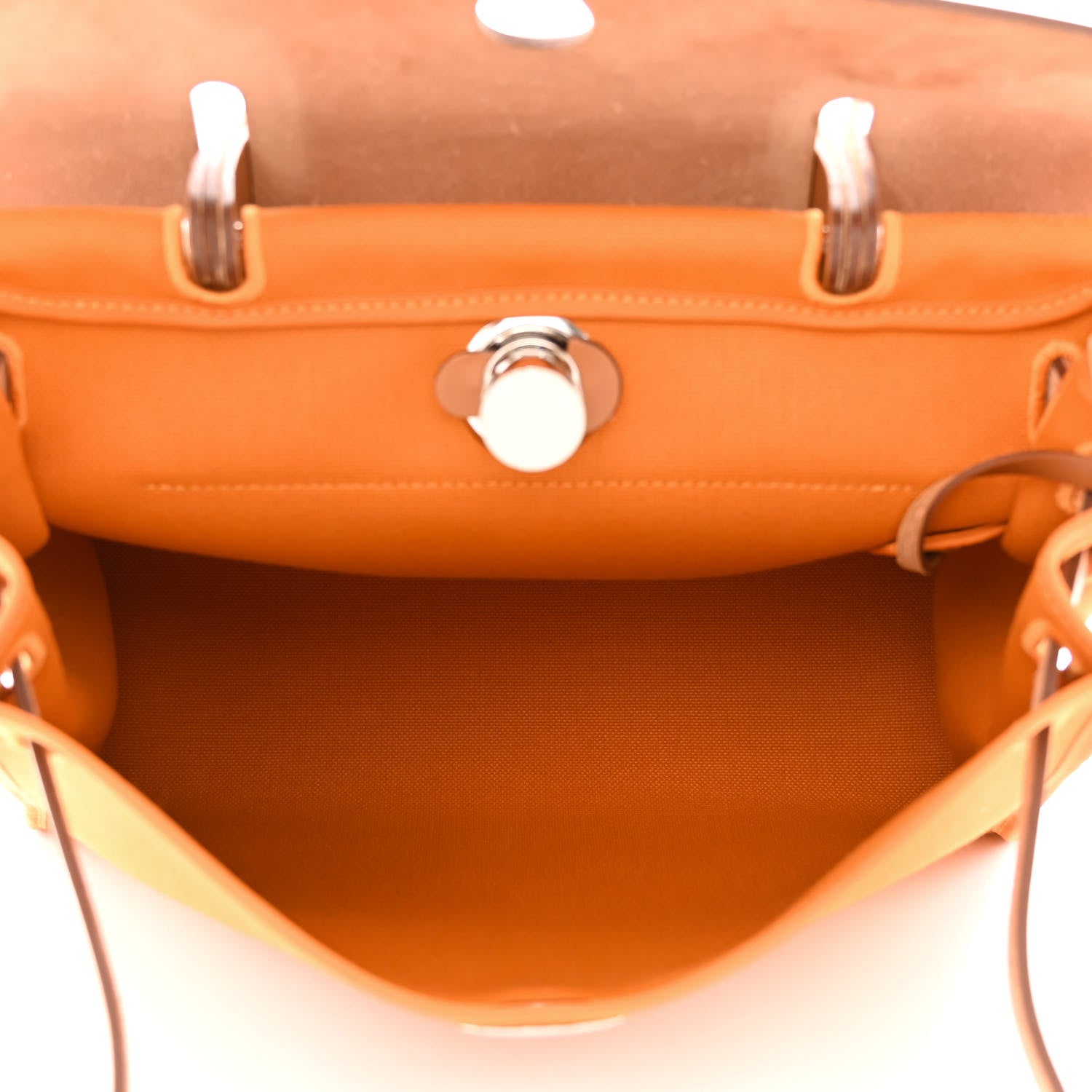 Hermes Toile Officer Vache Hunter Herbag Zip 31 PM Jaune Ambre Natural 6 of 13
