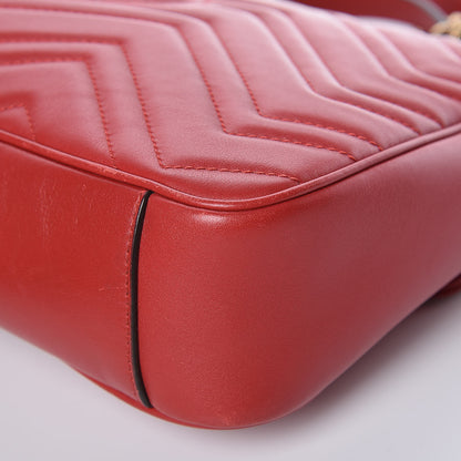 Gucci Calfskin Matelasse Medium GG Marmont Shoulder Bag Hibiscus Red 11 of 14