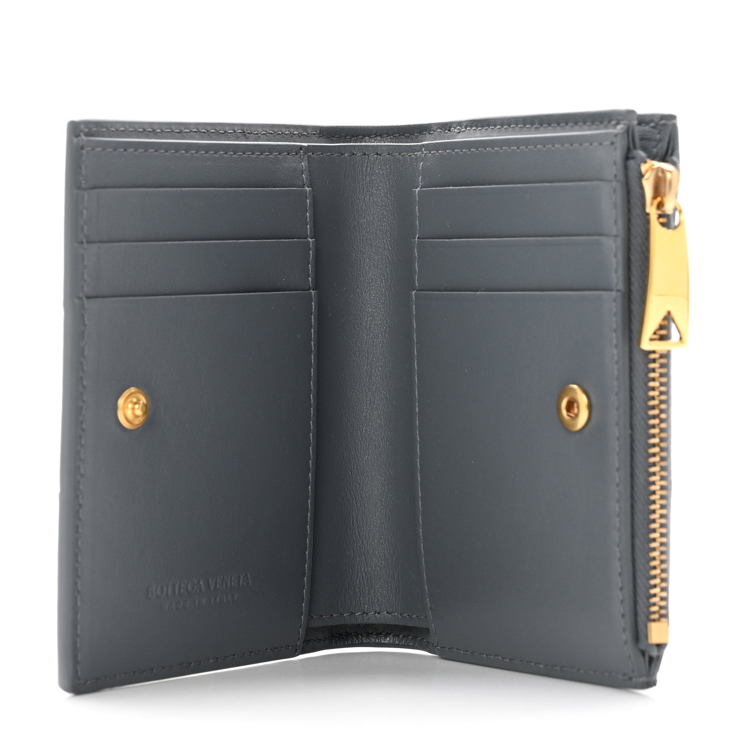 Bottega Veneta Nappa Maxi Intrecciato Small Bi-Fold Zip Wallet Thunder 5 of 7