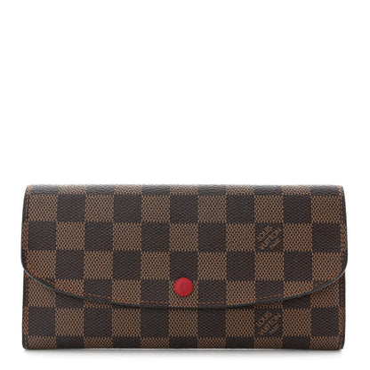Louis Vuitton Damier Ebene Emilie Wallet Red 1 of 14