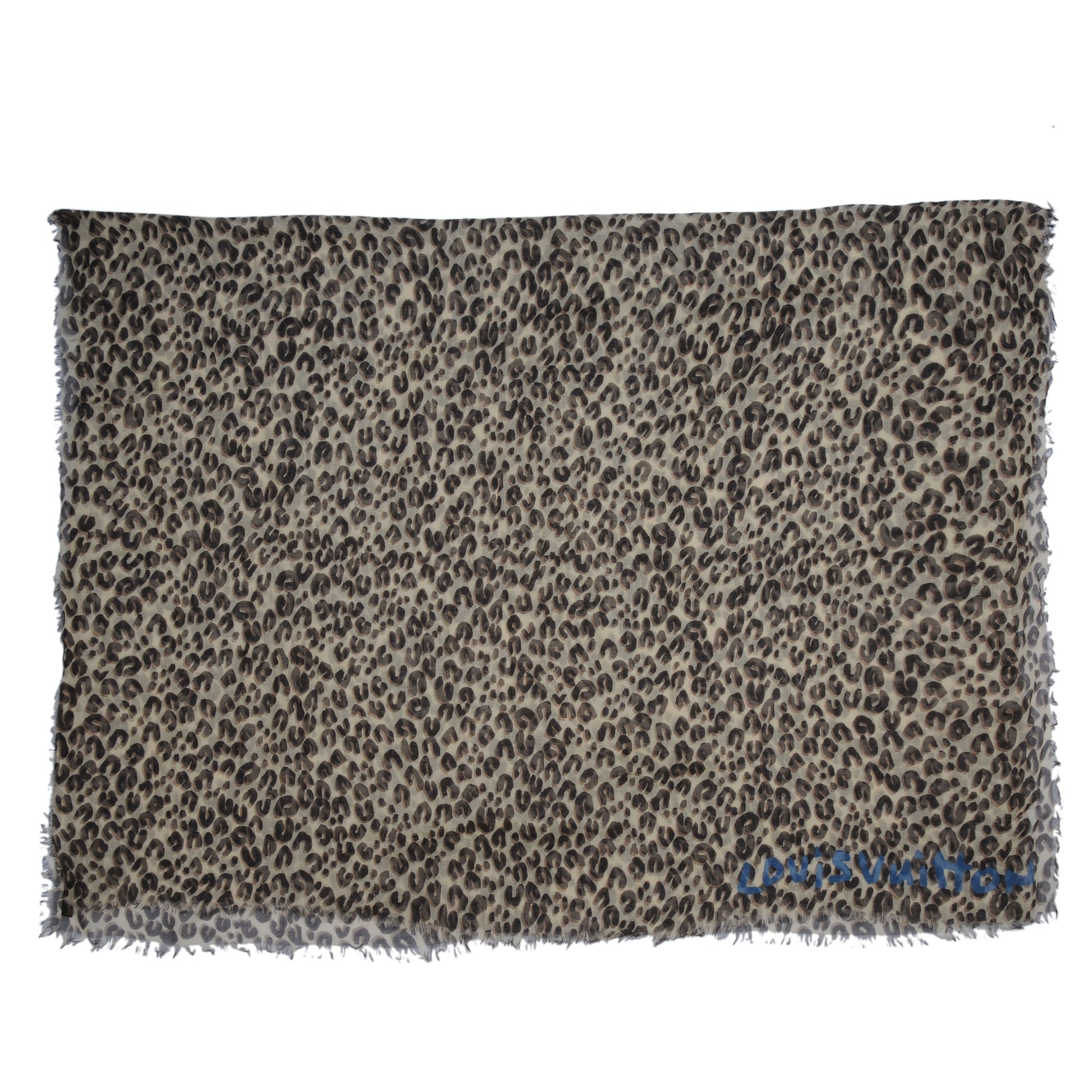 Louis Vuitton Cashmere Silk Leopard Stole Beige 4 of 7