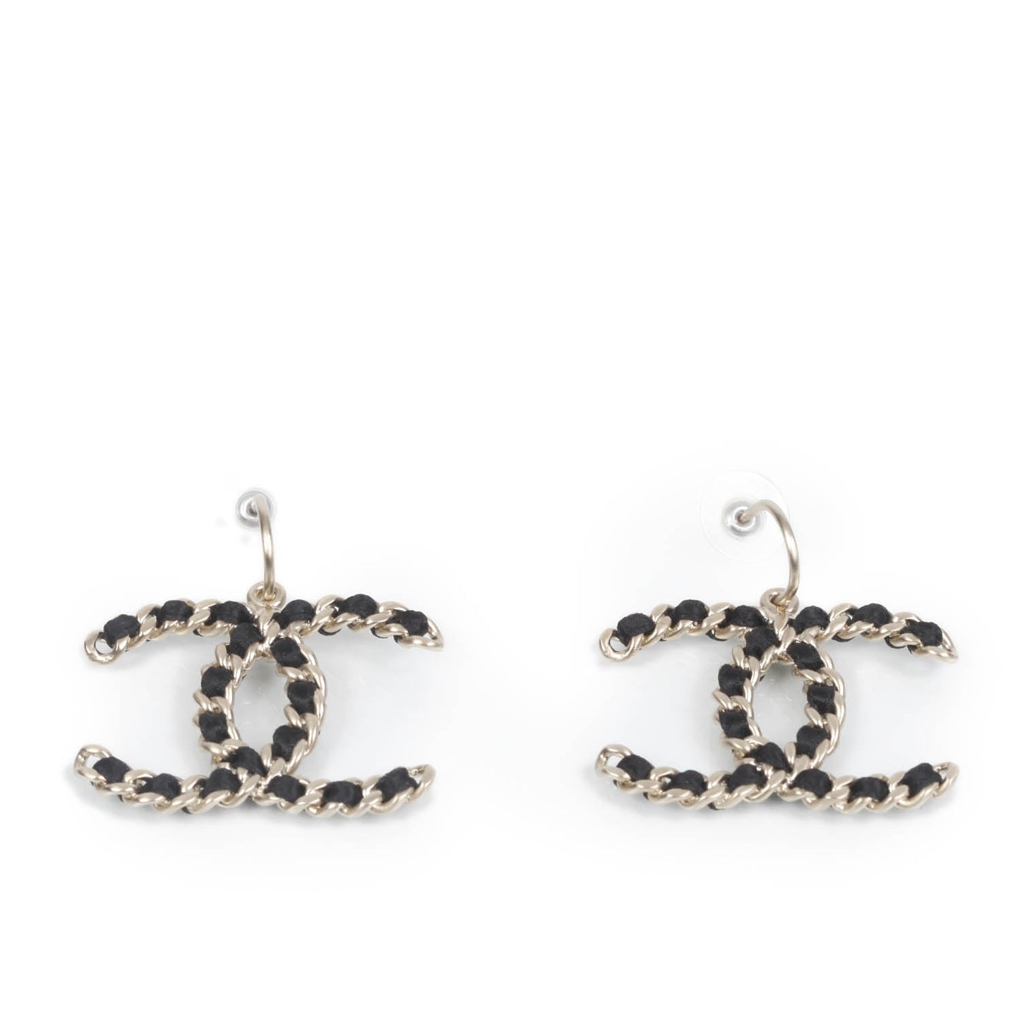 Satin CC Chain Earrings Light Gold