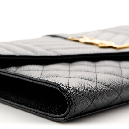 Saint Laurent Grain De Poudre Textured Mixed Matelasse Triquilt Monogram Clutch Black 9 of 11