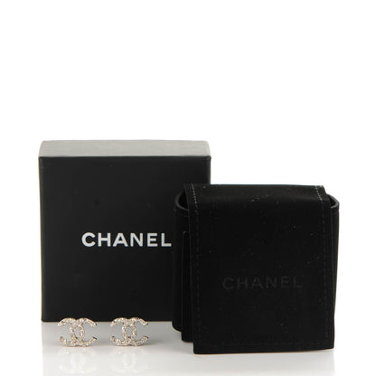 Chanel Crystal CC Earrings Silver 5 of 5