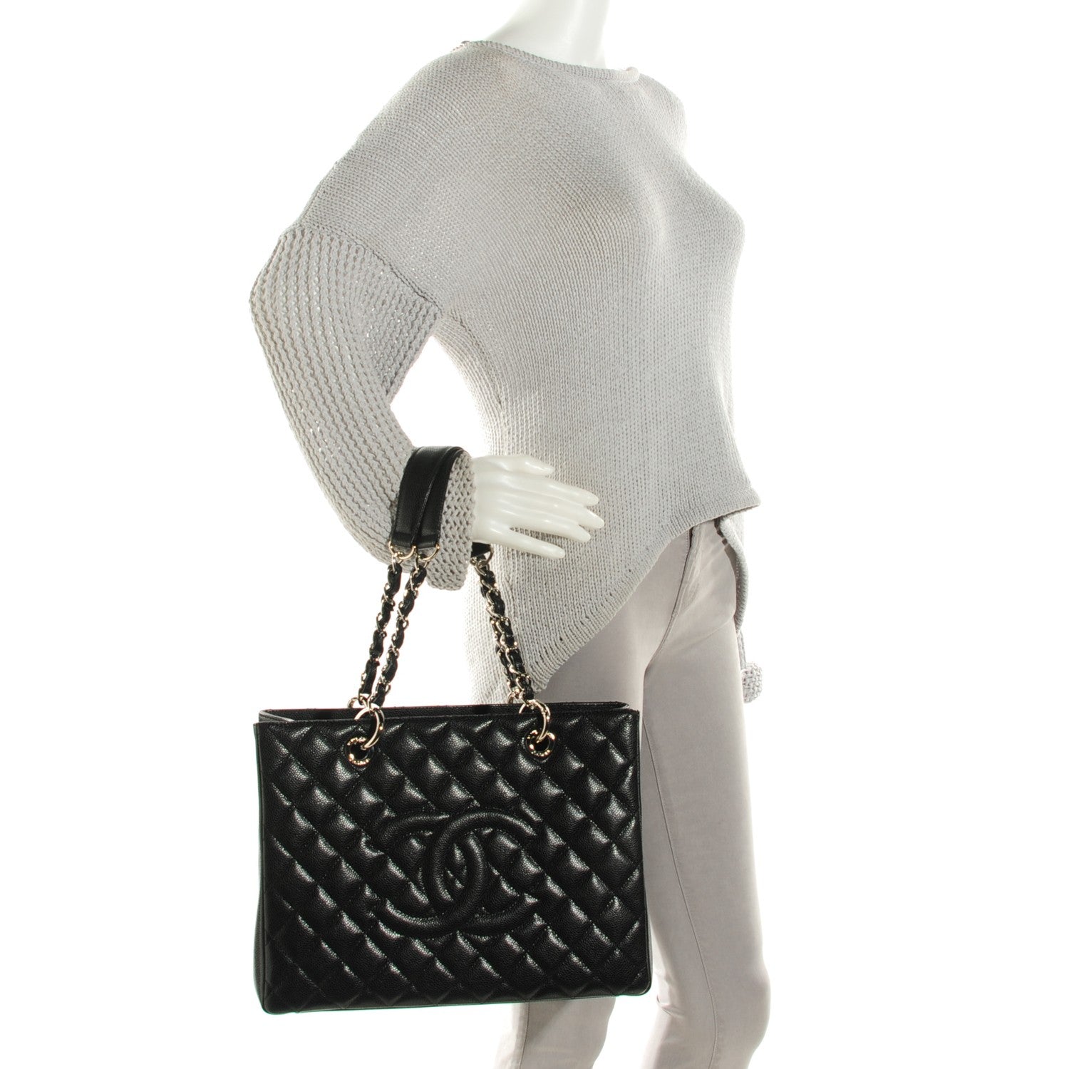 Chanel Caviar Quilted Grand Shopping Tote GST Black 2 of 7