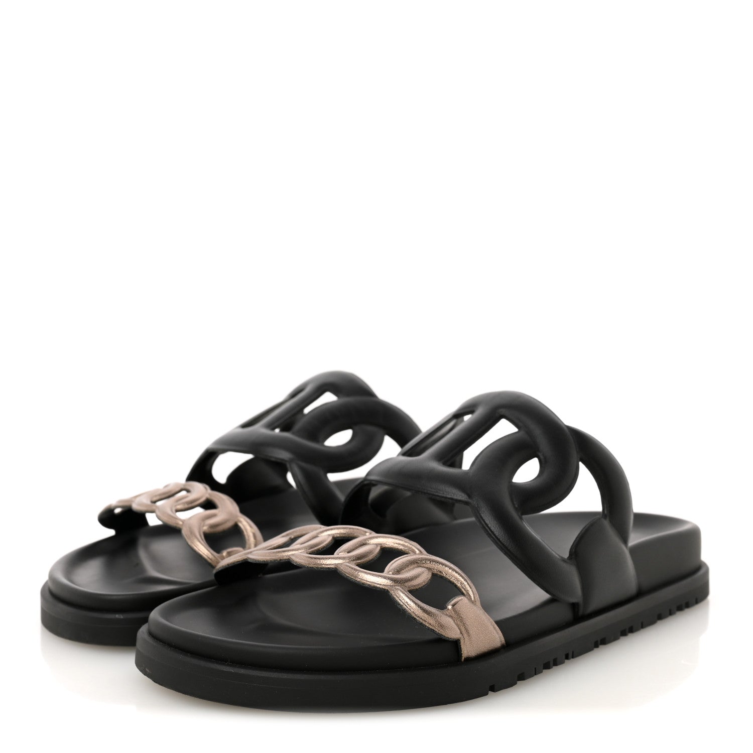 Hermes Nappa Extra Sandals 36.5 Black Mordore 4 of 11
