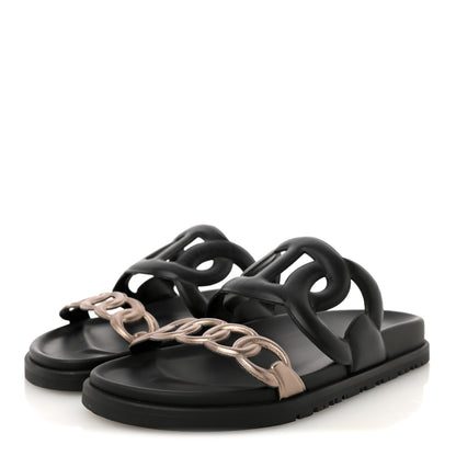 Hermes Nappa Extra Sandals 36.5 Black Mordore 4 of 11