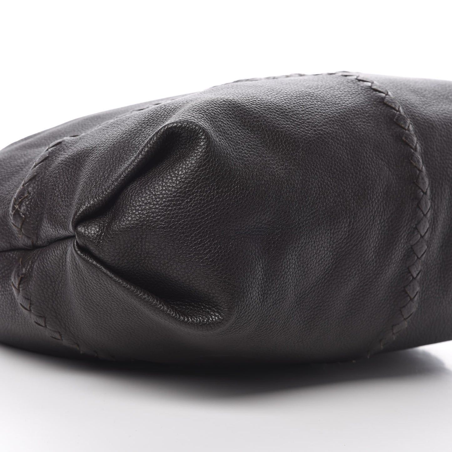 Washed Cervo Deerskin Intrecciato Bering Hobo Ebano