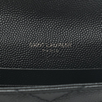 Saint Laurent Grain De Poudre Matelasse Chevron Small Monogram Envelope Wallet Black 6 of 6