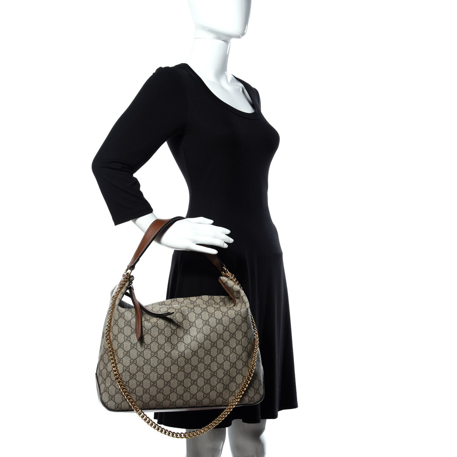 Gucci GG Supreme Monogram Large Linea A Hobo Light Brown 2 of 15