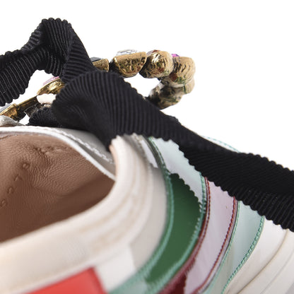Gucci Patent Crystal Web GG Womens Falacer Sneakers 38.5 Mystic White New Shamarock Red 8 of 9