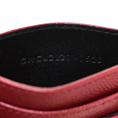 Saint Laurent Grain De Poudre Matelasse Chevron Monogram Credit Card Case New Red 7 of 9