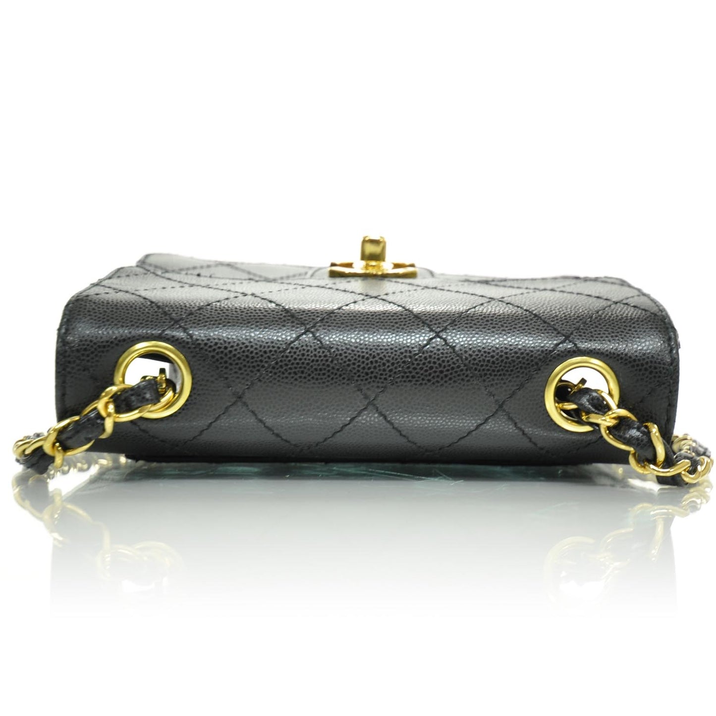 Caviar Diamond Stitched Mini Flap Black