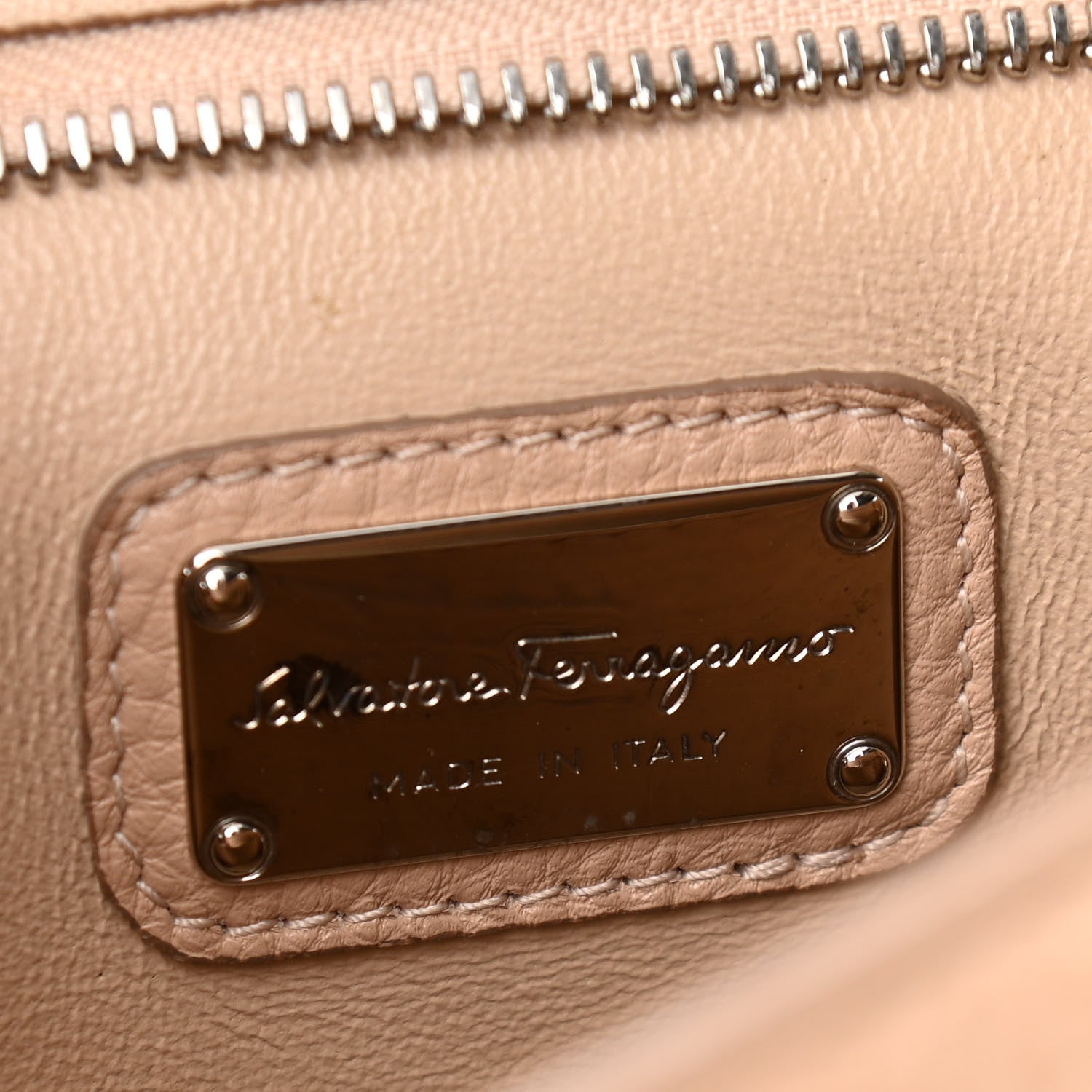 Salvatore Ferragamo Calfskin Medium Sofia Satchel Beige 6 of 11