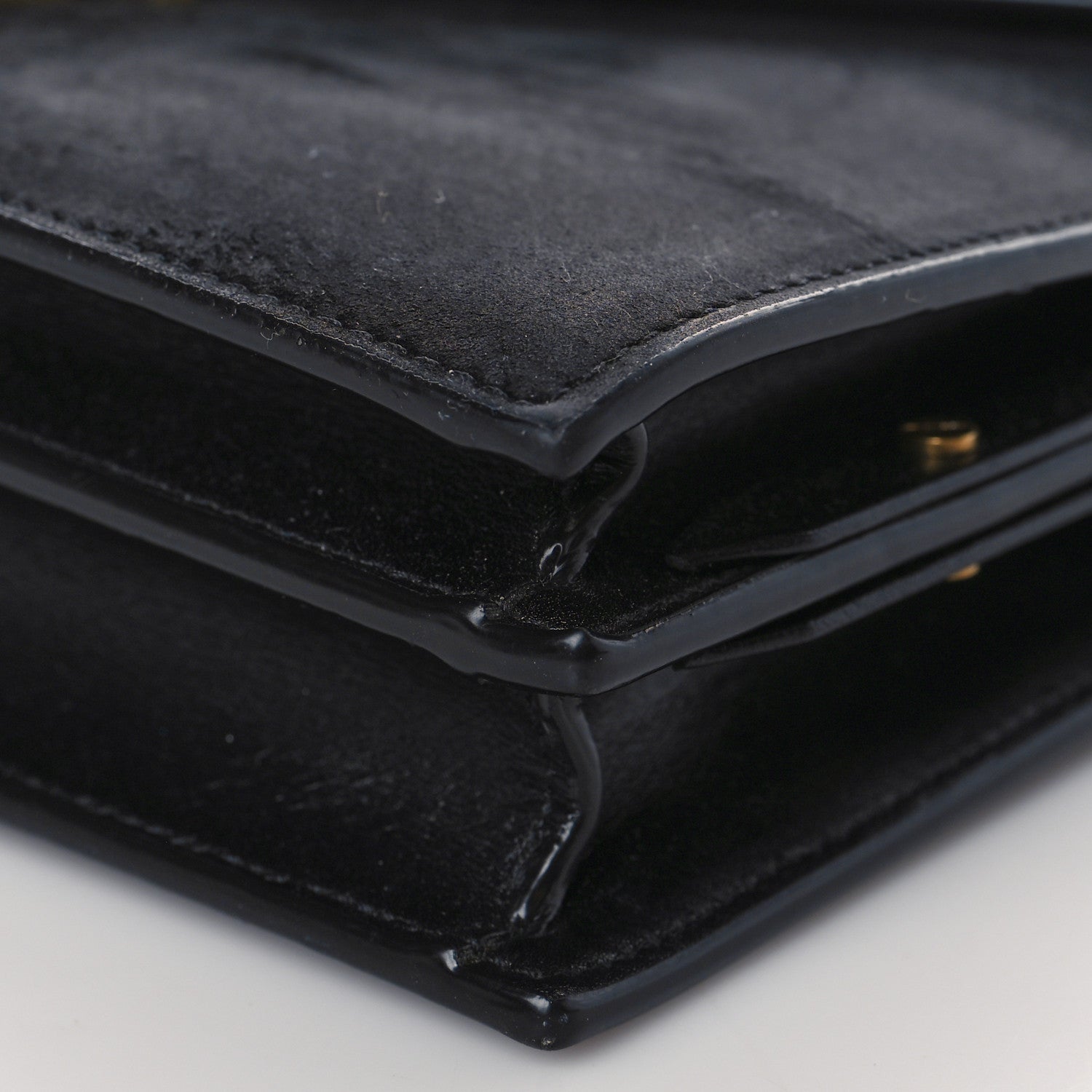 Saint Laurent Smooth Calfskin Suede Monogram Cassandra Clasp Bag Black 8 of 8