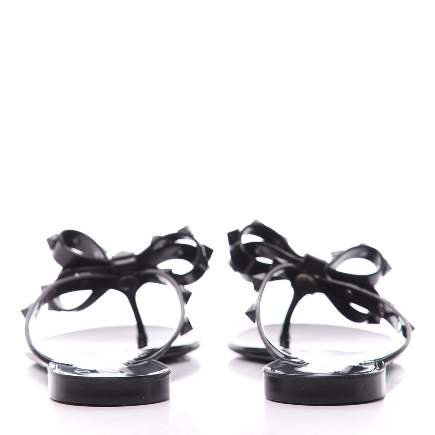 PVC Jelly Rockstud Bow Thong Sandals 35 Black