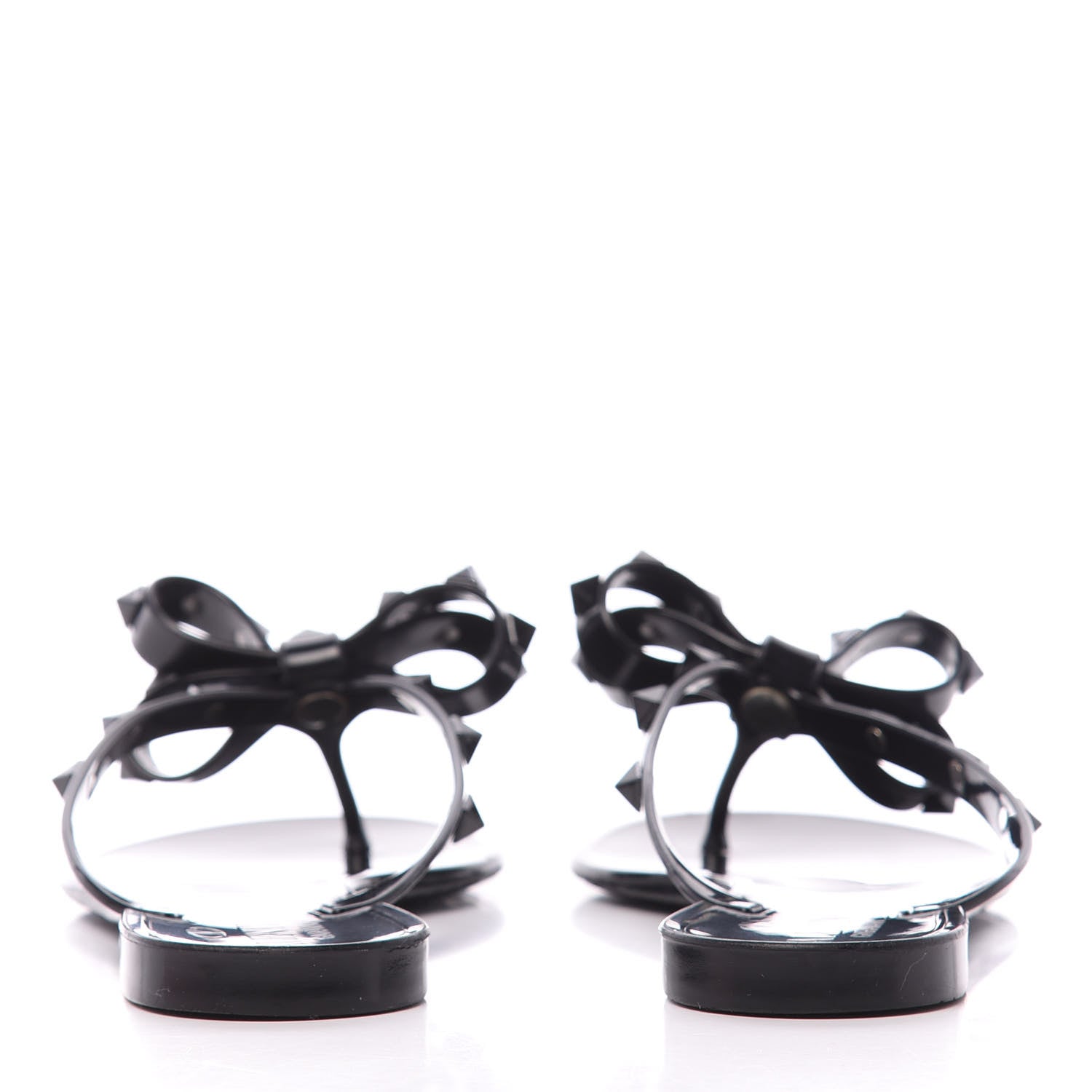 Valentino Garavani PVC Jelly Rockstud Bow Thong Sandals 35 Black 7 of 10