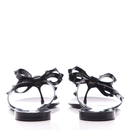Valentino Garavani PVC Jelly Rockstud Bow Thong Sandals 35 Black 7 of 10