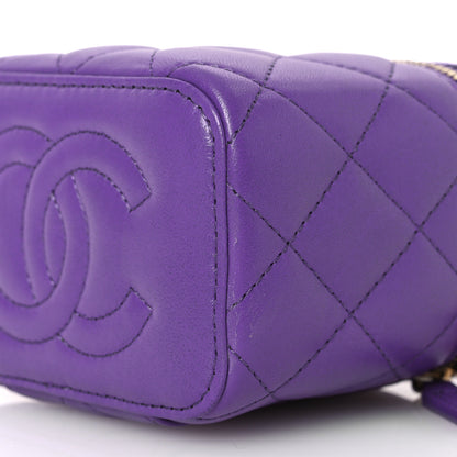 Chanel Lambskin Quilted Top Handle Mini Vanity Case With Chain Purple 10 of 14