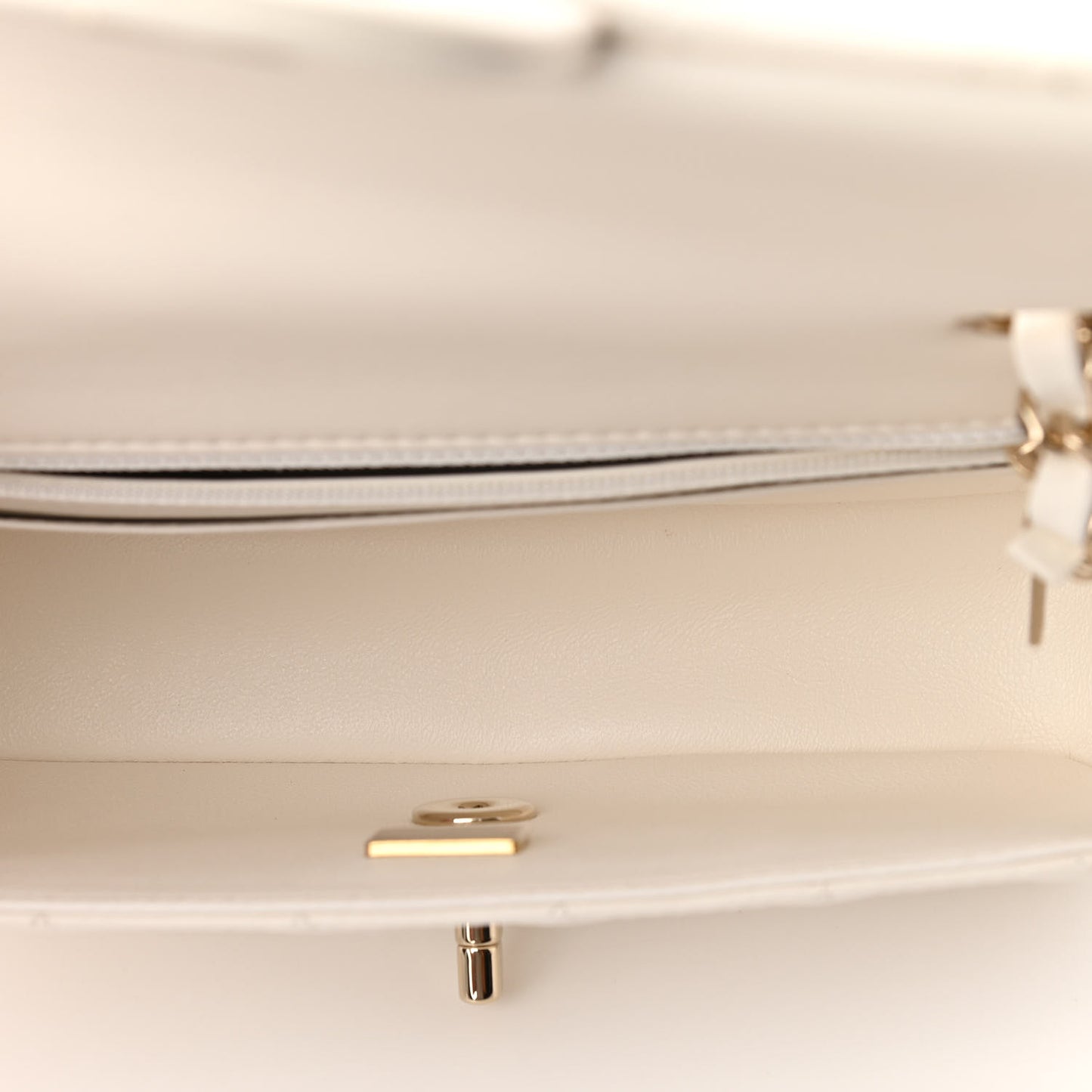 Lambskin Quilted Mini Rectangular Flap White