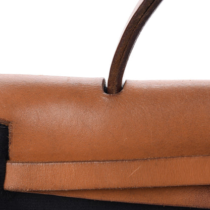 Hermes Toile Vache Calfskin Herbag PM 30 Black Natural 16 of 23
