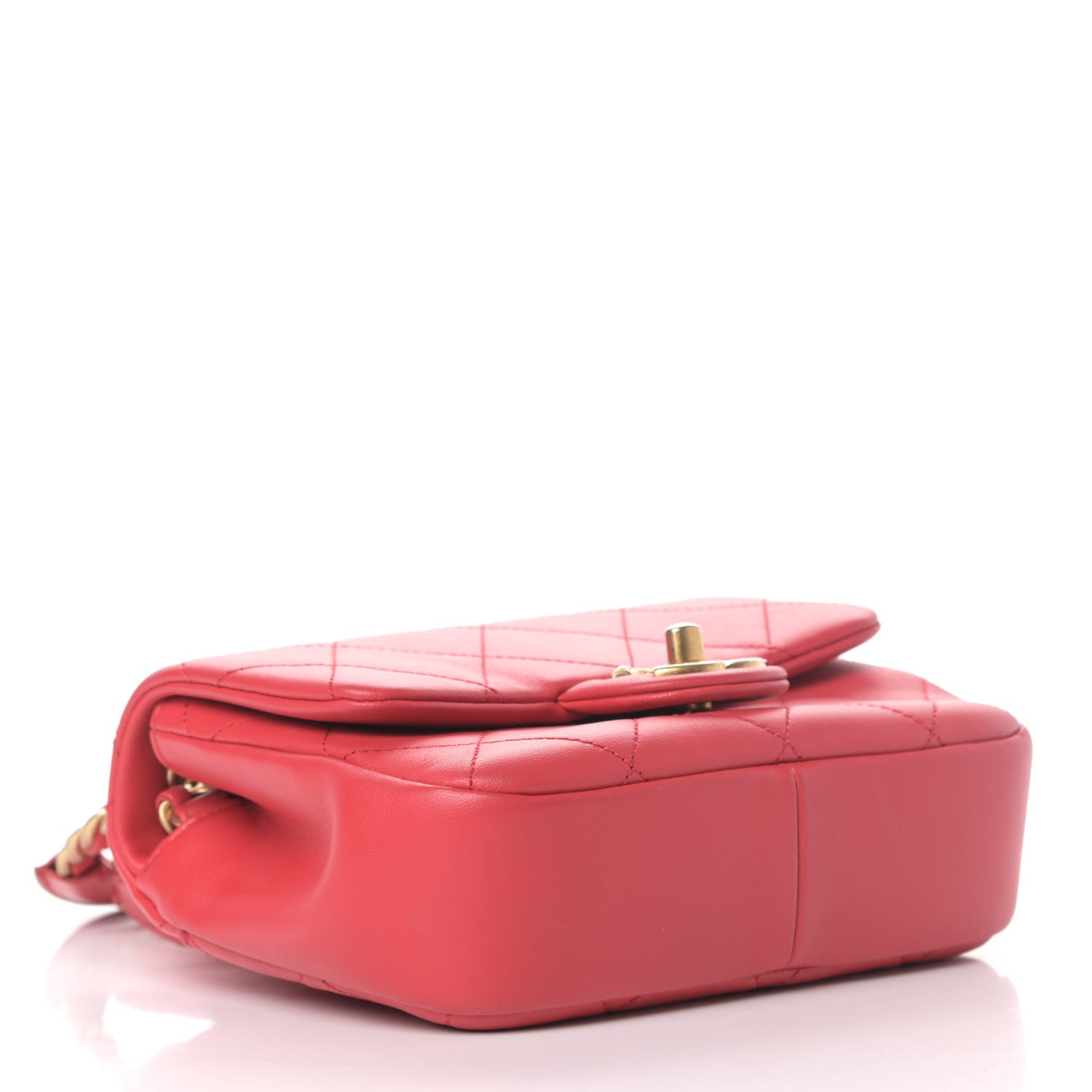 Chanel Lambskin Quilted Small Circular Handle Bag Brilliant Rouge 3 of 4