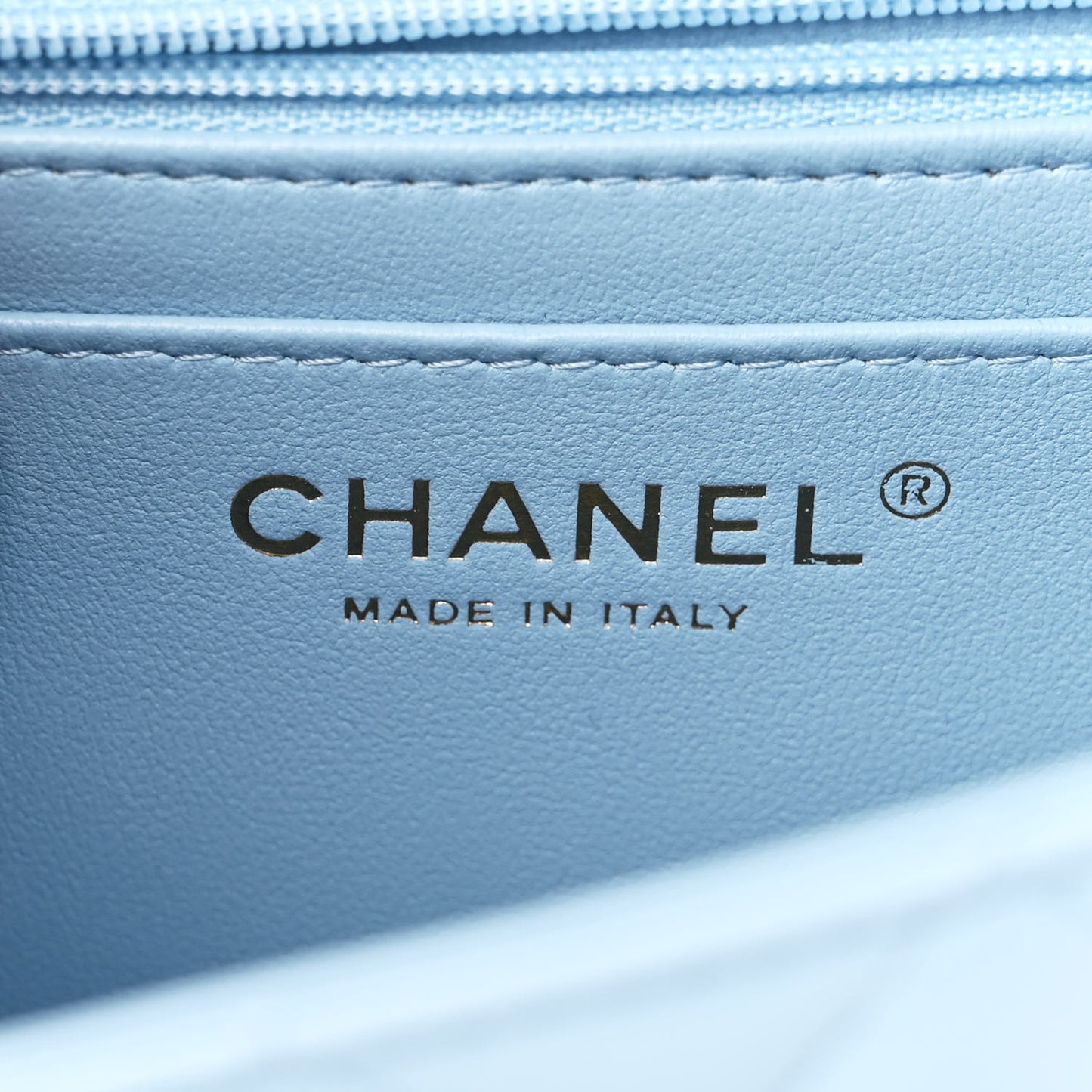 Lambskin Quilted Mini Rectangular Flap Light Blue