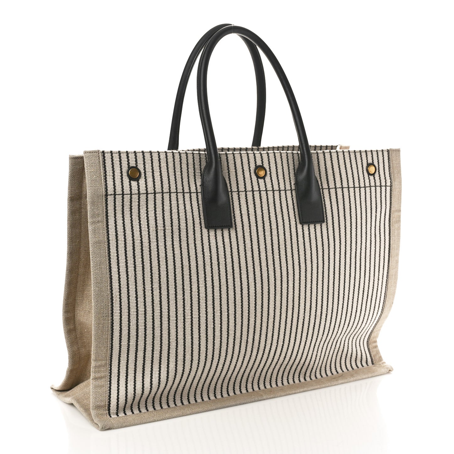 Embroidered Cotton Linen Rive Gauche Noe Tote Natural Black