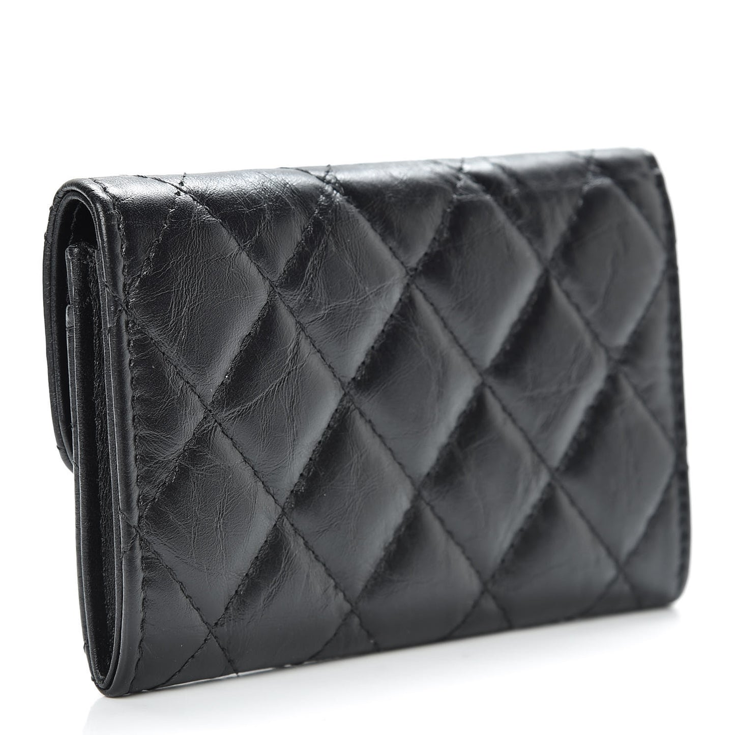 Aged Calfskin Quilted Reissue Flap Card Holder Wallet So Black