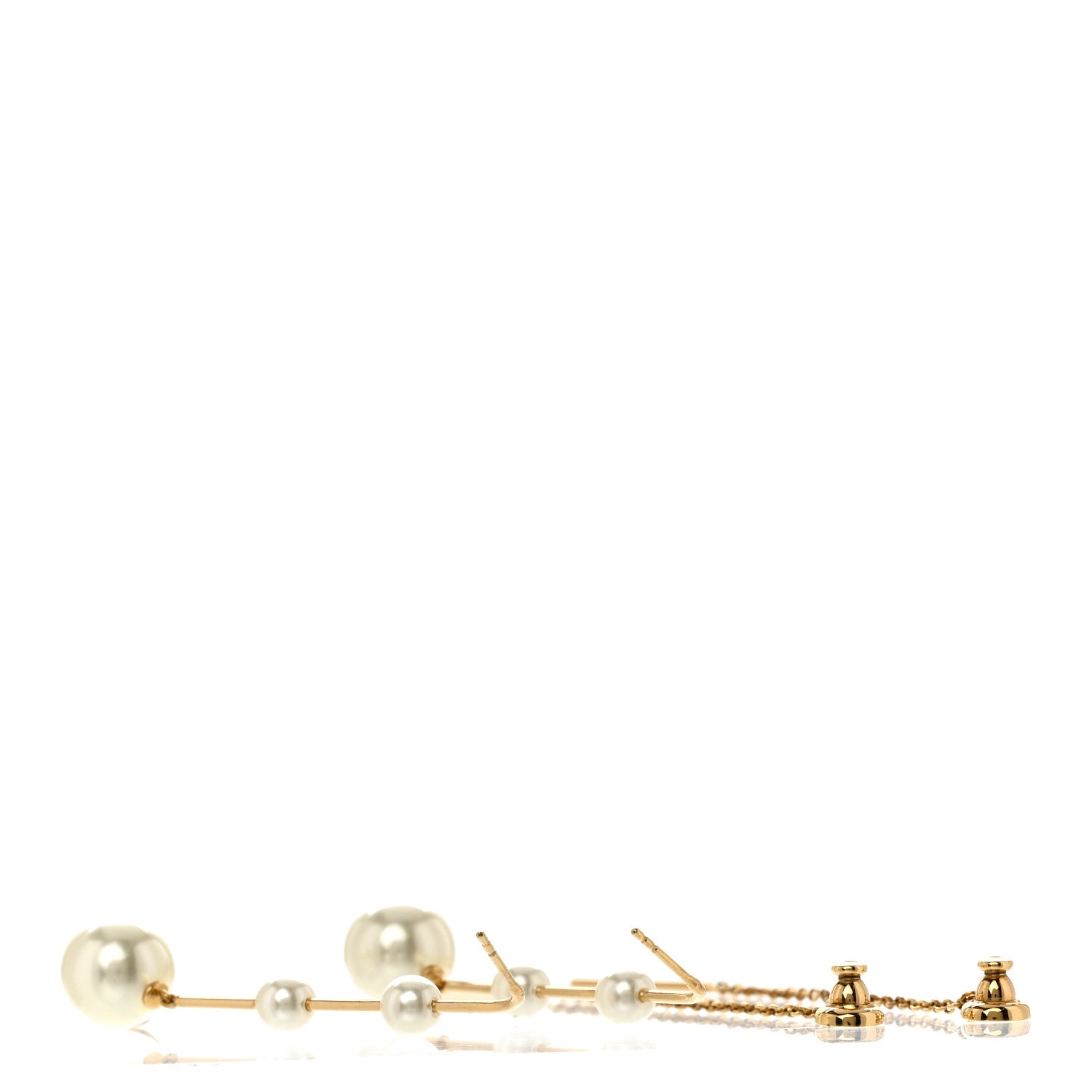 Christian Dior Pearl Drop Earrings Gold 3 of 4