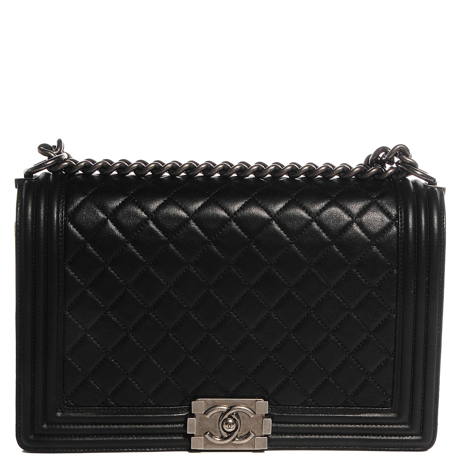 Chanel Metallic Calfskin Quilted New Medium Boy Flap Black 1 of 8