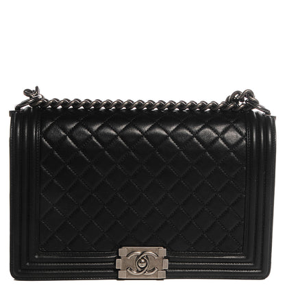 Chanel Metallic Calfskin Quilted New Medium Boy Flap Black 1 of 8