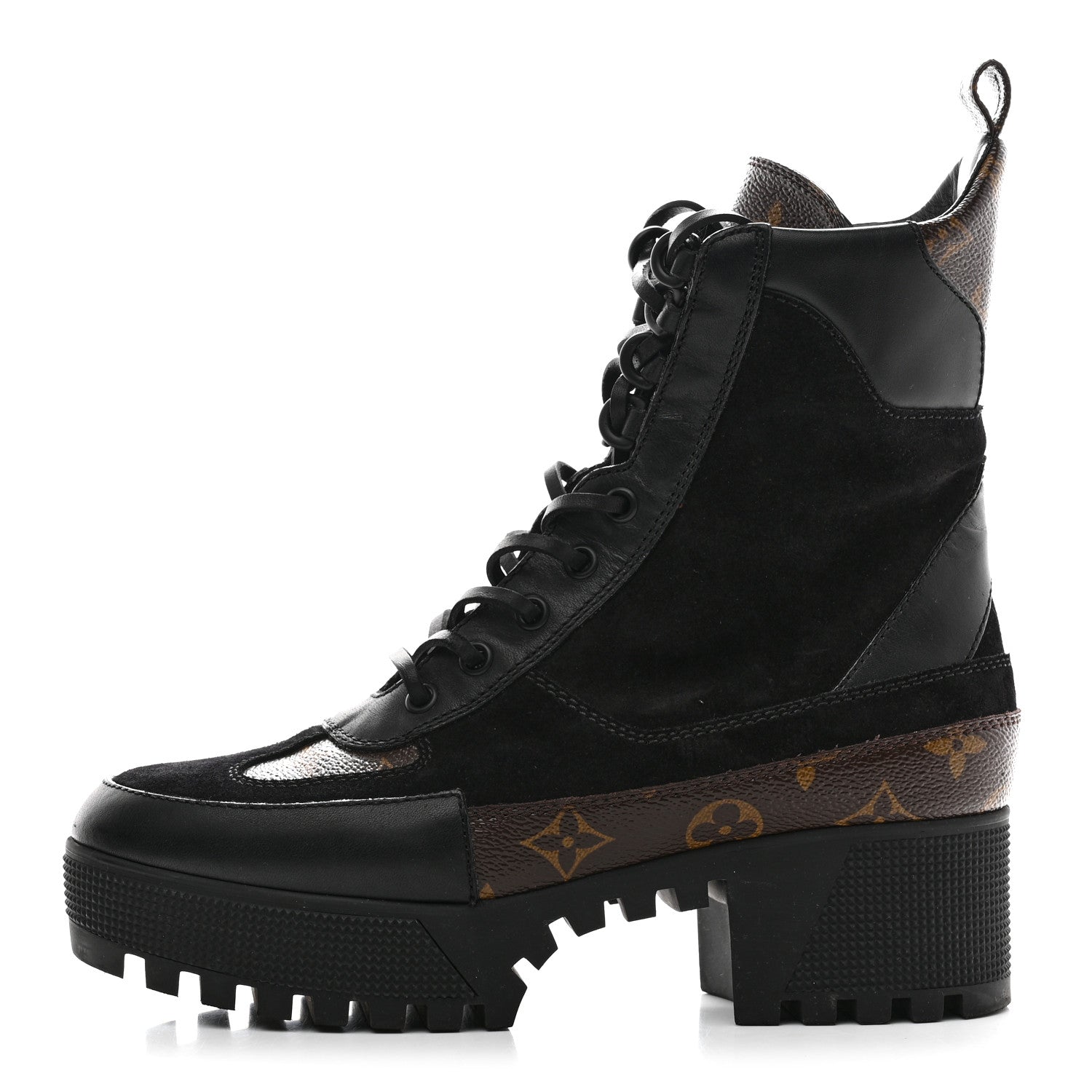 Louis Vuitton Suede Calfskin Monogram Laureate Platform Desert Boots 38 Black 1 of 10
