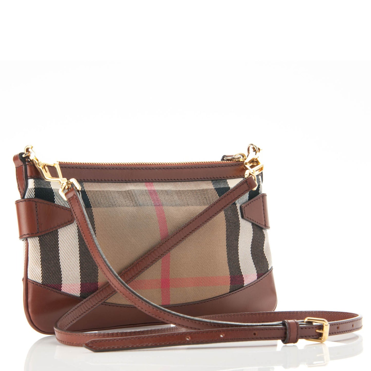 House Check Bridle Calfskin Peyton Crossbody Tan